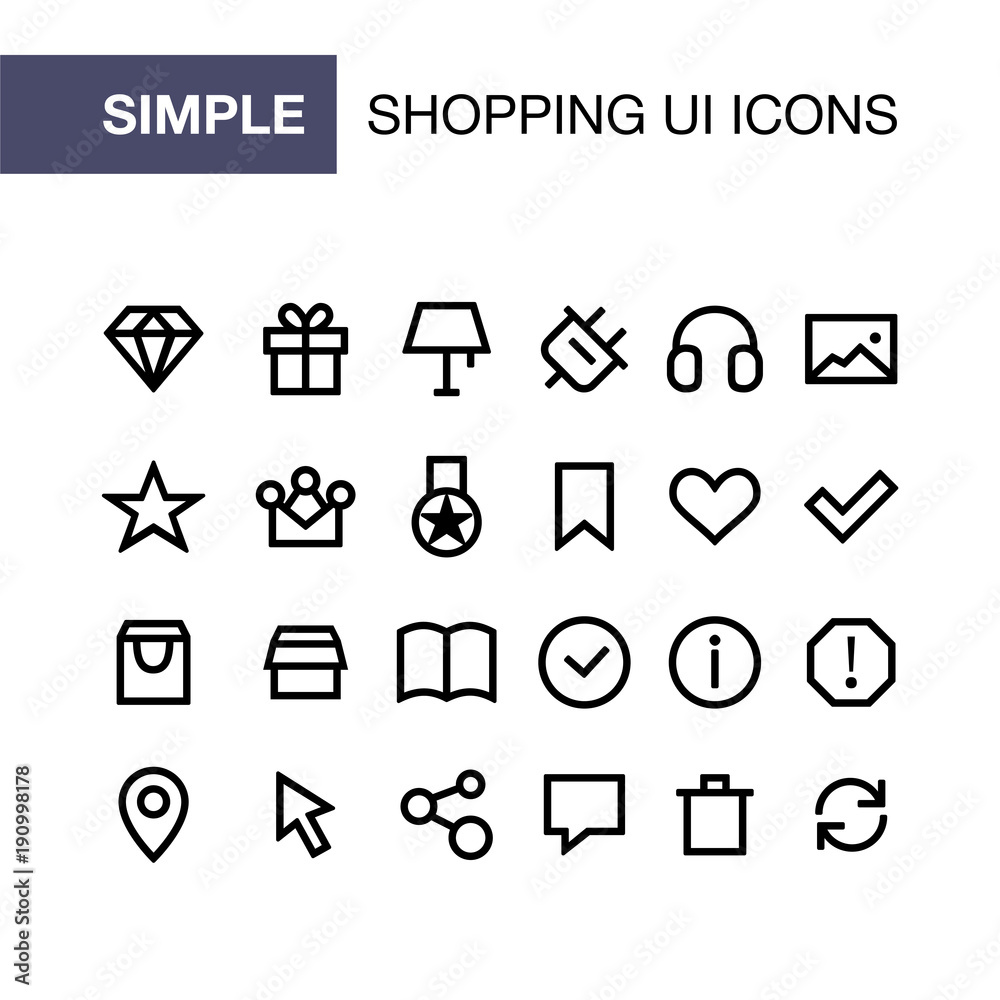 Set of online shopping icons for simple flat style ui design