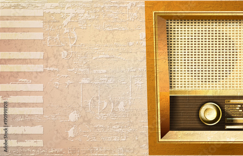 abstract grunge background with retro radio