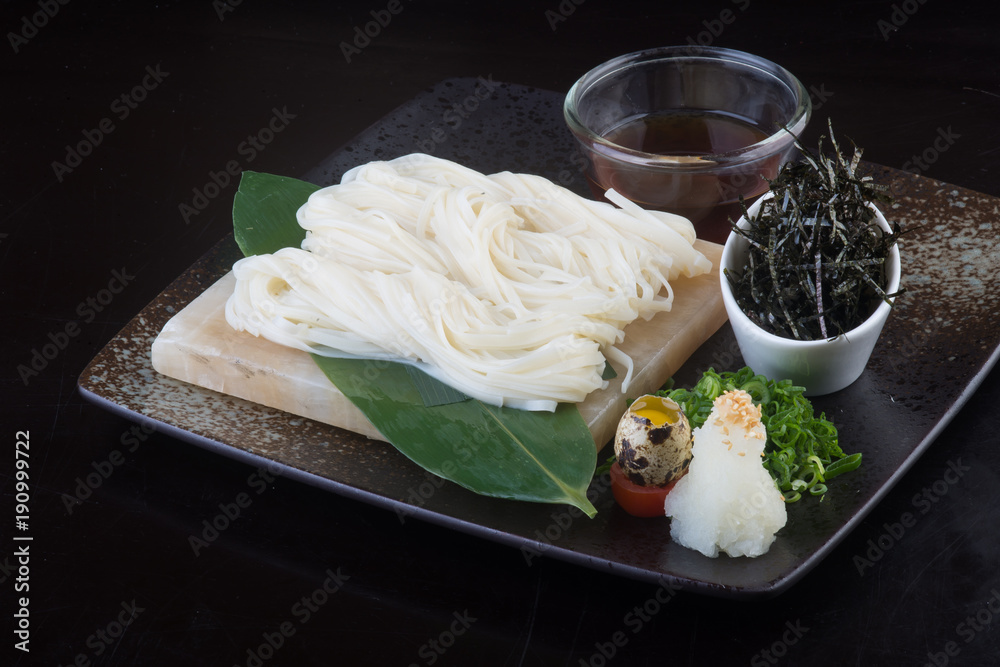 japanese cuisine. udon on the background
