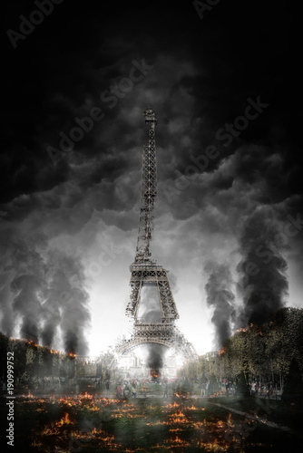 Concept of Paris on fire