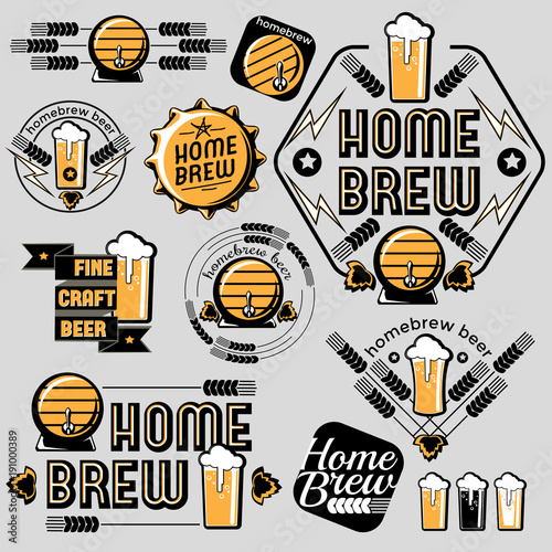 Set of vector home brew beer emblems