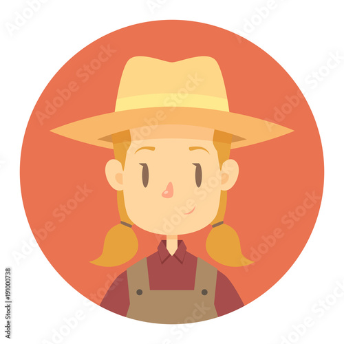 Female farmer round icon vector