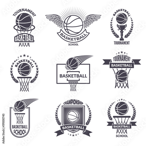 Sport labels for basketball club. Vector badges for champions
