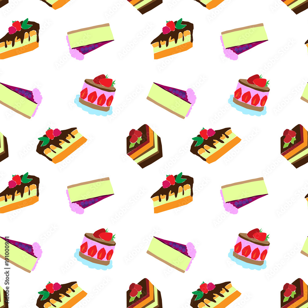 Desserts - simple color seamless pattern with desserts