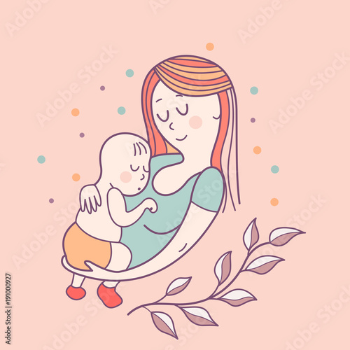 The mother and baby. Vector illustration