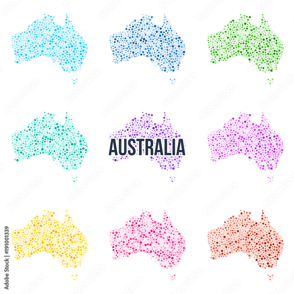 Vector dotted colourful map of Australia.