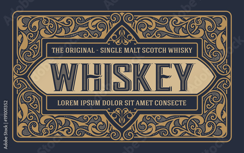 Whiskey label with old frames. Vector layered