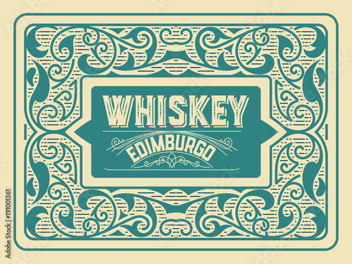 Whiskey label with old frames. Vector layered