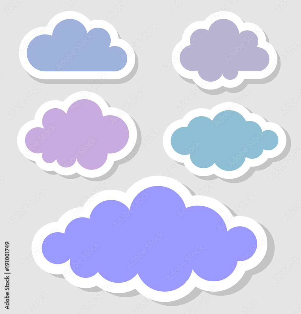 Set of paper clouds. Vector illustration