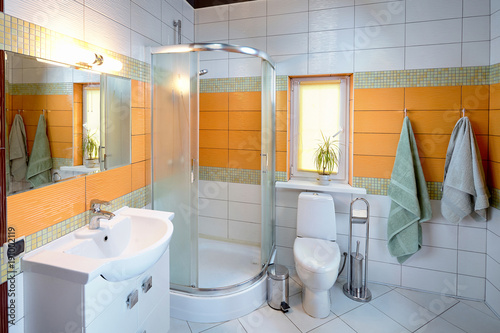 Interior of Washroom in Orange Tones