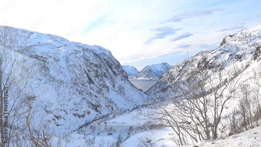 View in the Sifjord on the island Senja in Northern Norway