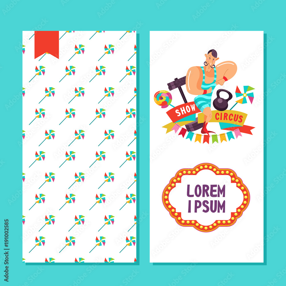 Fototapeta premium Circus performers two sides poster, flyer or invitation design.