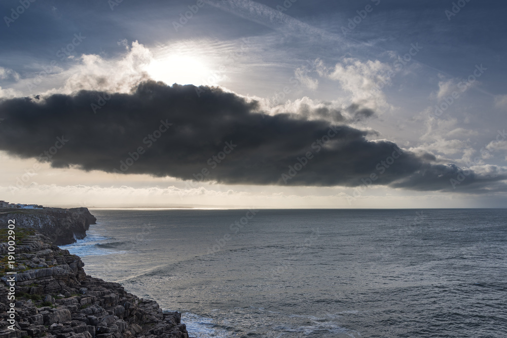 Clouds above Atlantic ocean at Portugal coast.