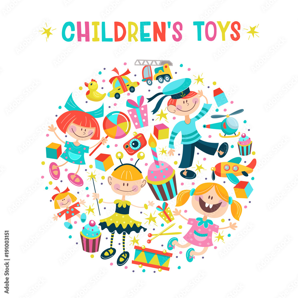 A set of childrens toys. Vector illustration A set of childrens toys. Vector illustration