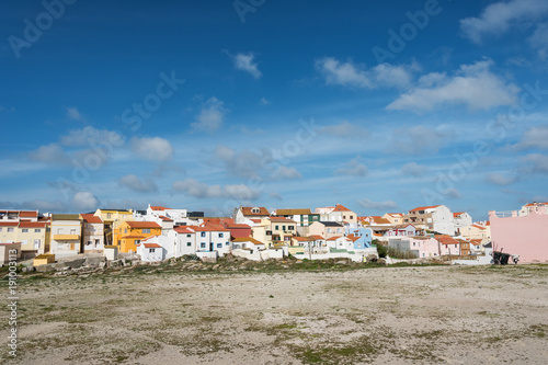 Peniche city buildings at Atlantic ocean coast, Portugal.