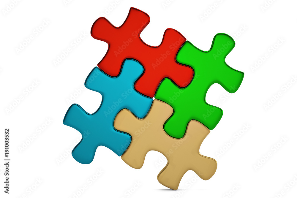 Colorful puzzle on white background.3D illustration. Colorful puzzle on white background.3D illustration.
