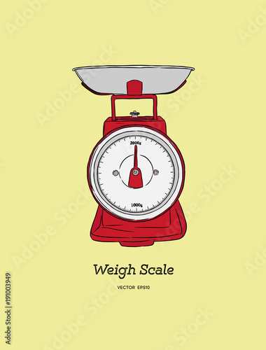 kitchen scales / cartoon vector and illustration, hand drawn style