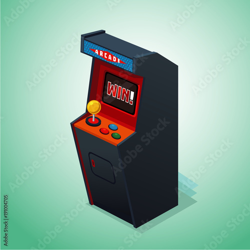Retro arcade machine. Isolated on white video game.