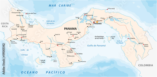panama road vector map