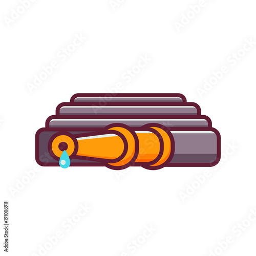 Convoluted garden hose icon. Watering hosepipe sprayer vector illustration.