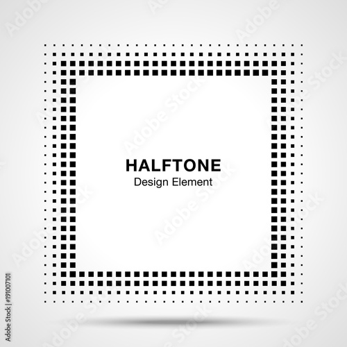 Black Abstract Halftone Square Frame Background. Vector illustration.