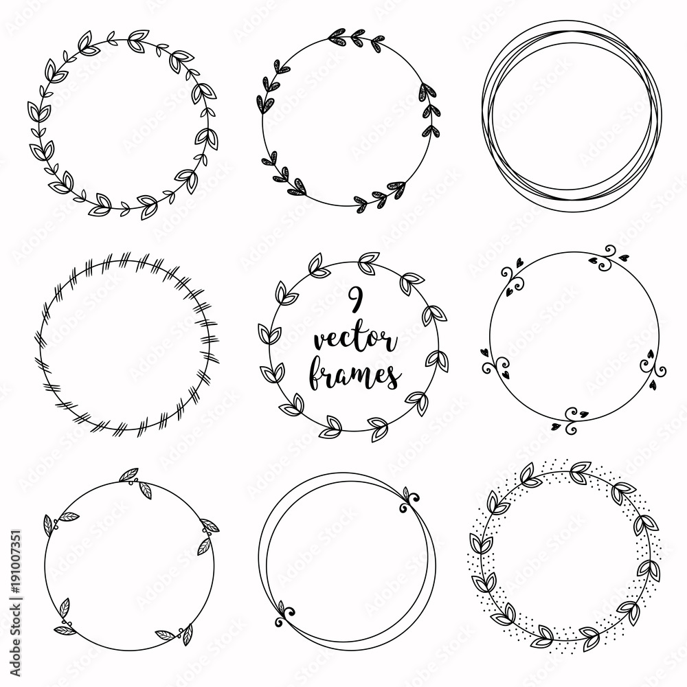 Set of vector ornamental round frames on white background Set of vector ornamental round frames on white background