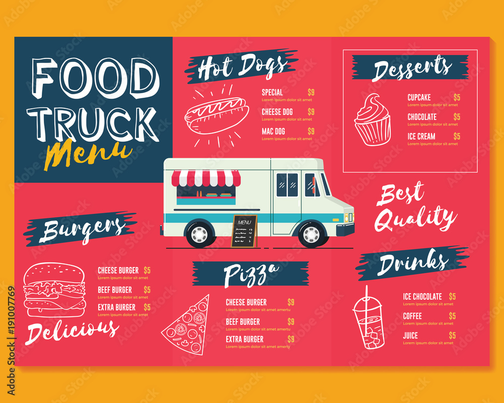 food-truck-menu-template-fast-food-brochure-menu-vector-de-stock