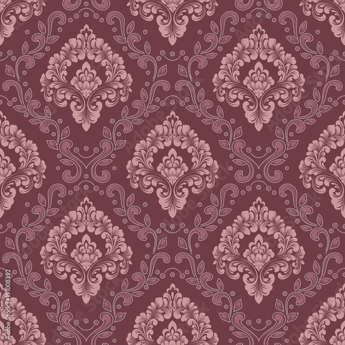 Vector damask seamless pattern background. Classical luxury old fashioned damask ornament, royal victorian seamless texture for wallpapers, textile, wrapping. Exquisite floral baroque template.