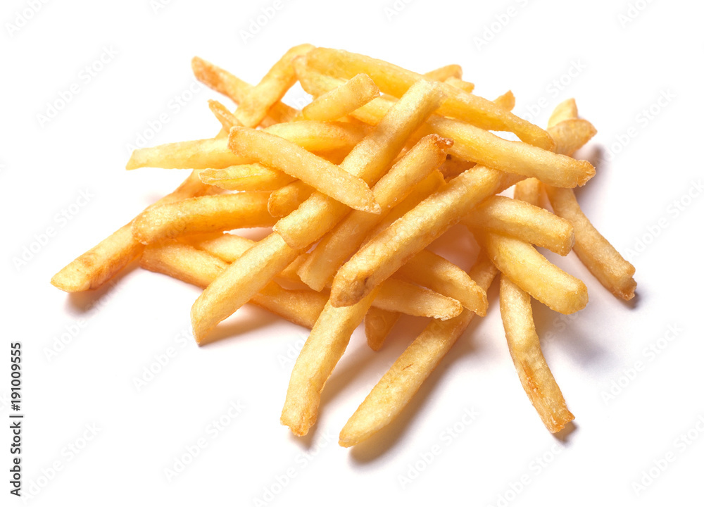 Heap of French fries isolated on white background Heap of French fries isolated on white background