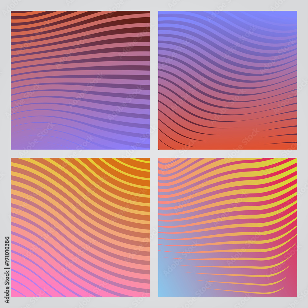 Fototapeta premium Bright colorful trendy abstract gradient lines backgrounds collection