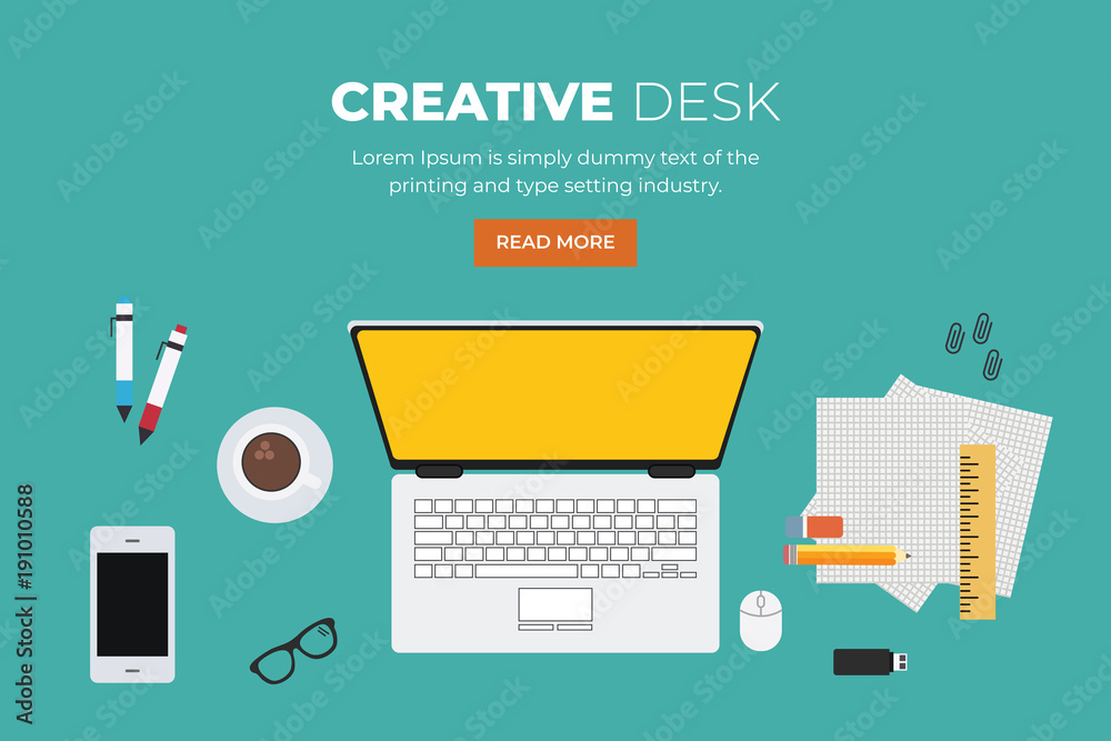 creative desk top view vector icon creative desk top view vector icon