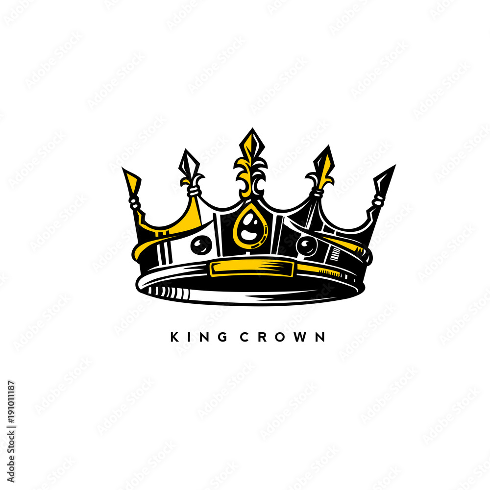 silver and gold king crown vector illustration.