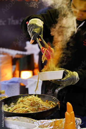Photography noodles at a street market