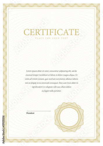 Certificate. Template diploma currency border.