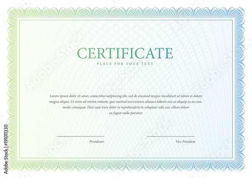 Certificate. Template diploma currency border.
