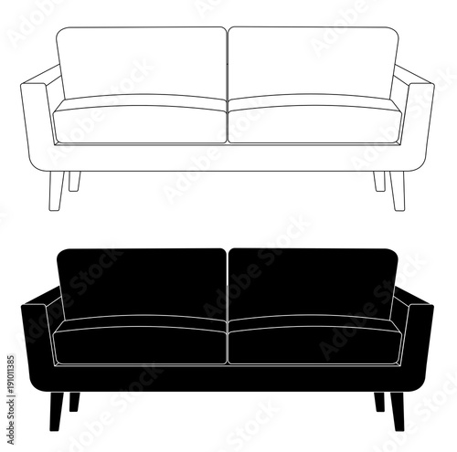 Sofa drawing set icon vector eps 10