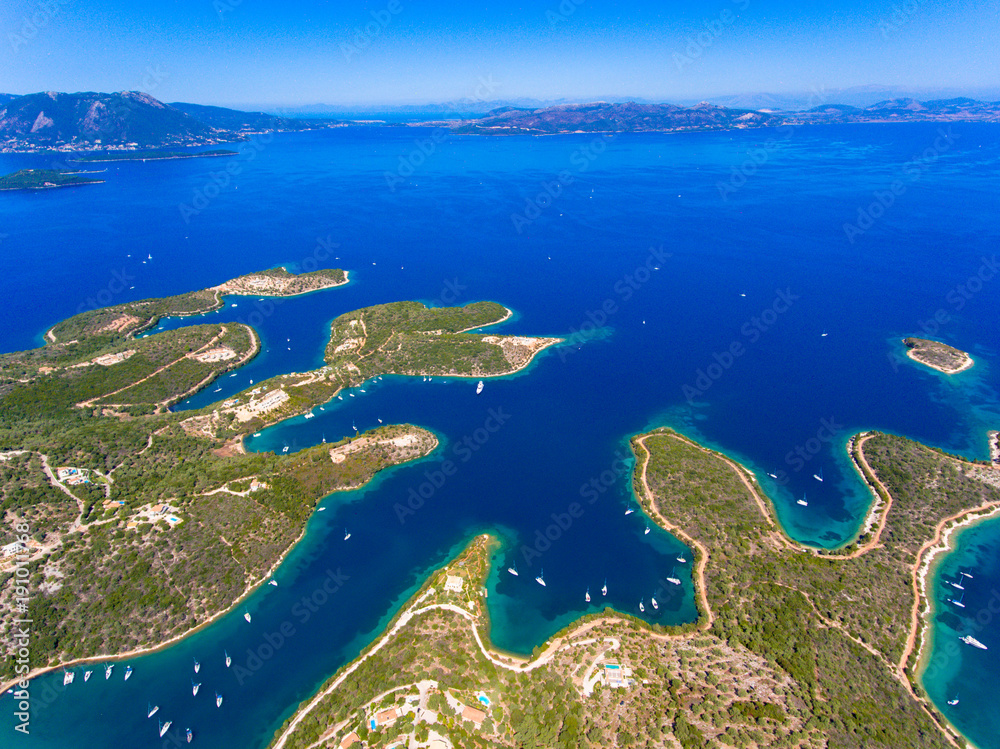 Φωτογραφία Meganisi Island Greece aerial view of the seashore and the sea