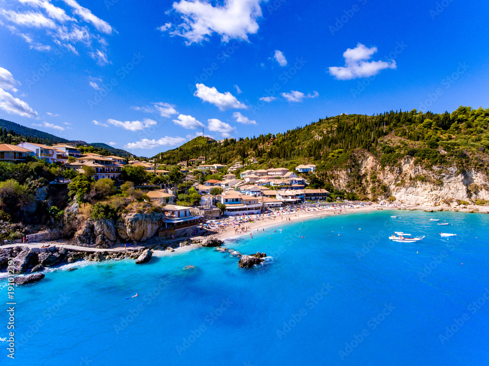 Agios Nikitas town and Beach in Lefkada one of the main tourist attractions on the Island