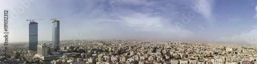 panoramic view Amman city - Jordan Gate towers beautiful sky winter photo