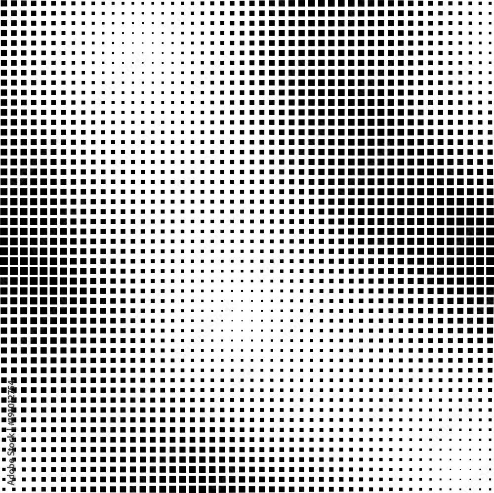 Distort Black Halftone Square Background, vector illustration