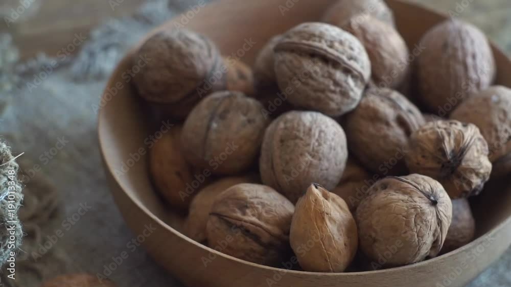 Walnuts in bowl. Close up shot, Slide equipment used. Walnuts in bowl. Close up shot, Slide equipment used.