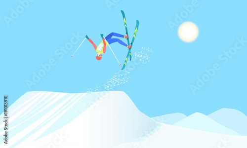 Skier over the springboard.