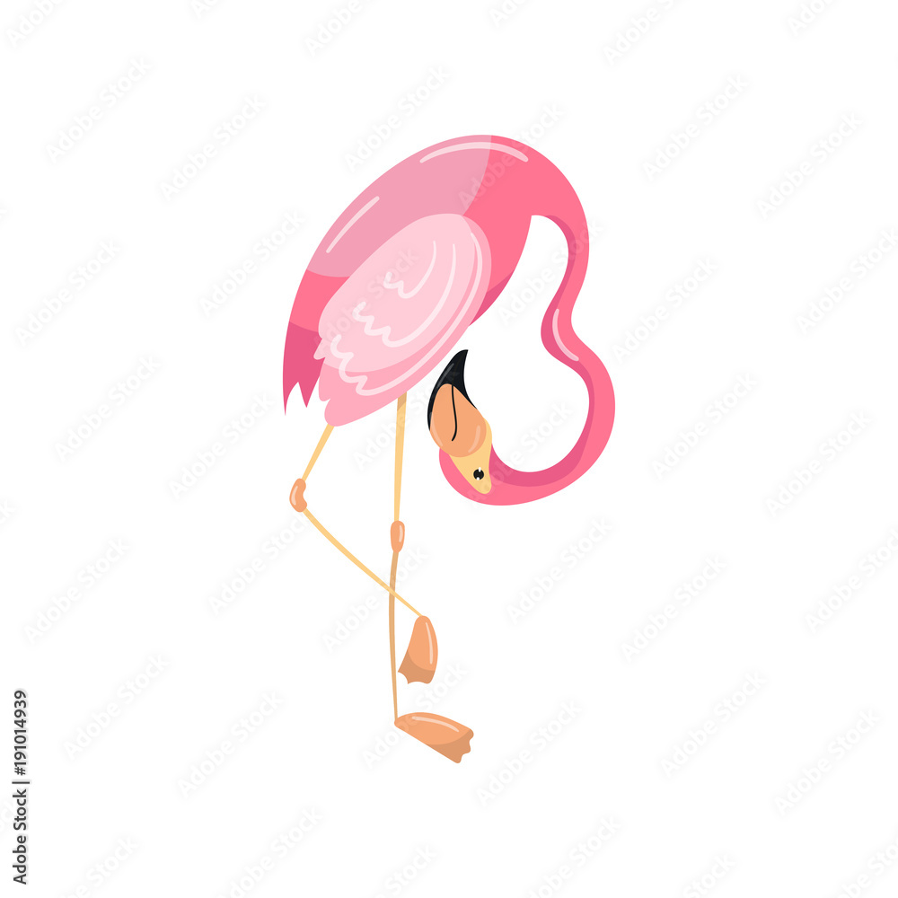 Pink flamingo, exotic tropical bird vector Illustration Pink flamingo, exotic tropical bird vector Illustration