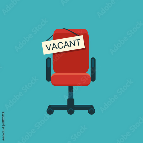 Office chair and a sign vacant