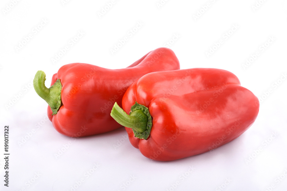 red peppers on white background red peppers on white background