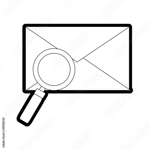 line e-mail letter message with magnifying glass