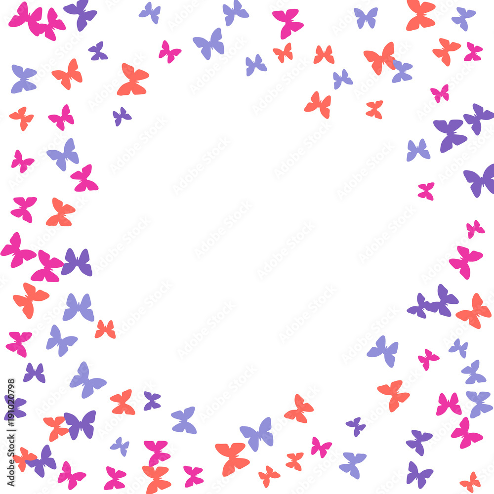 Spring Background with Colorful Butterflies. Simple Feminine Pattern for Card, Invitation, Print. Trendy Decoration with Beautiful Butterfly Silhouettes. Vector Background with Moth Spring Background with Colorful Butterflies. Simple Feminine Pattern for Card, Invitation, Print. Trendy Decoration with Beautiful Butterfly Silhouettes. Vector Background with Moth