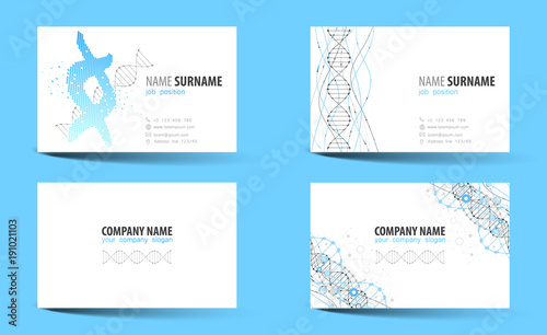 Creative double-sided business card  template. DNA theme.
