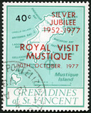 GRENADINES OF SAINT VINCENT - 1974: shows Map of Mustique Island