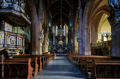 Interior of the Saint Stanislaus and Saint Wenceslaus Cathedral in Swidnica, Poland